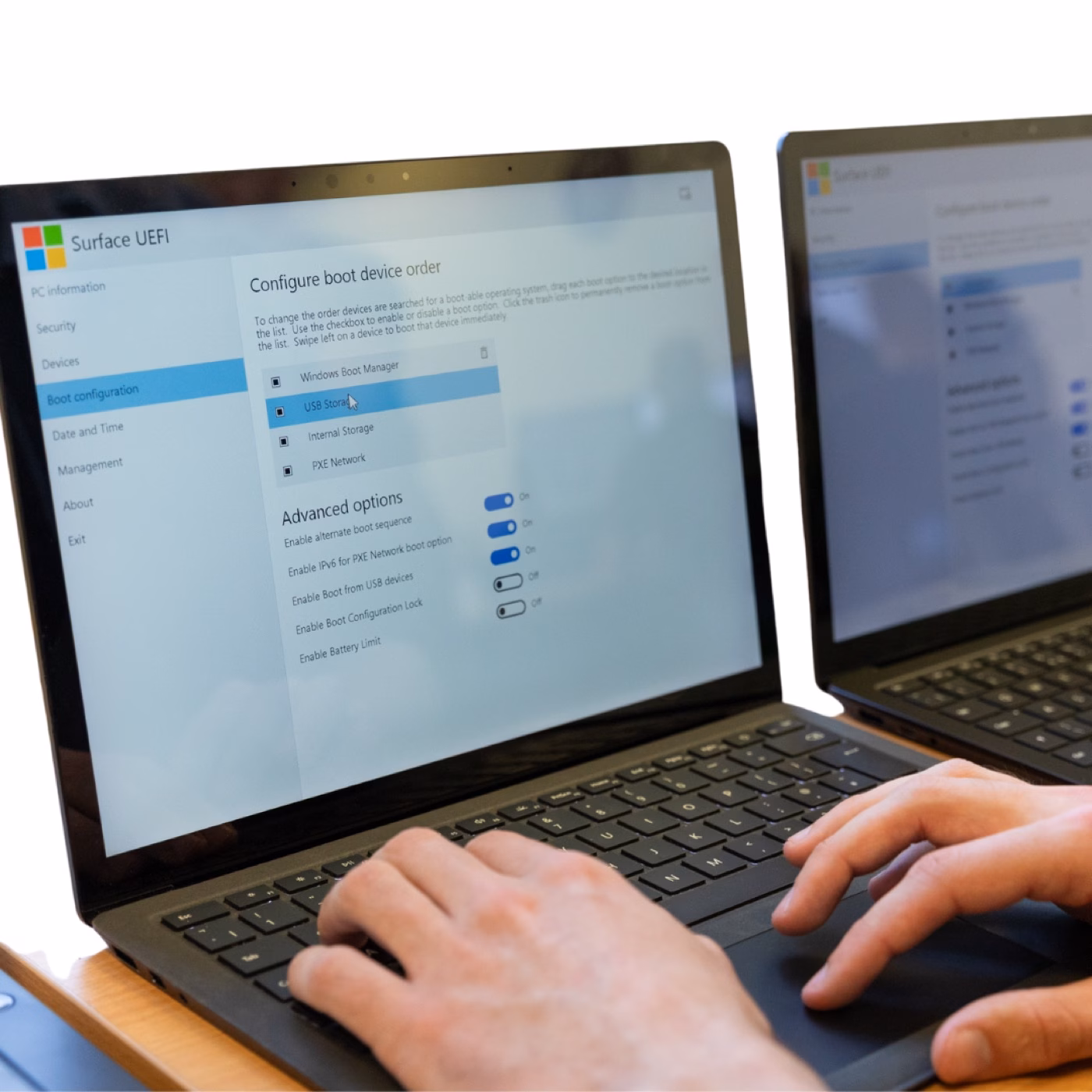 Configuring a Microsoft Surface laptop