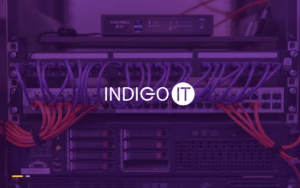 A server rack with network cabling and backup drive bays